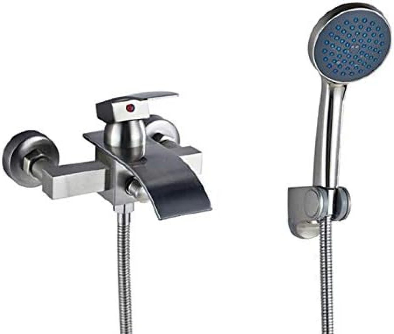Bateria wannowo-prysznicowa, bateria wodospadowa, bateria jednouchwytowa, bateria mieszająca, szczotkowany nikiel, ABS, prysznic ręczny, baterie wannowe i prysznicowe, in