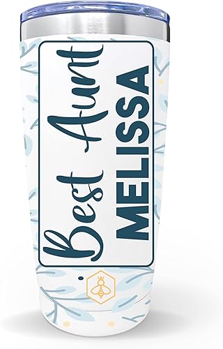Miniatura 1 de Biddlebee Aunt Gifts - Taza de café de viaje personalizada con tapa deslizante, taza térmica de acero inoxidable a prueba de derrames de 20 onzas
