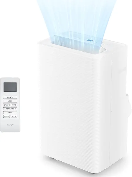 Candy 14,000 BTU Portable Air Conditioner for Rooms up to 700 Sq.Ft,3-in-1 Cooling/Dehumidifier/Fan AC Unit 3 Speed,Auto Swing,Remote Control,Window Kit Included,White