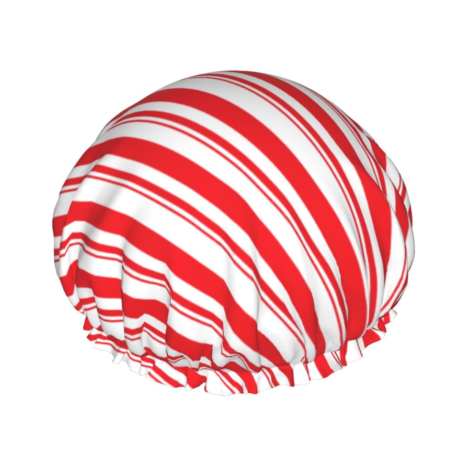 Bonnet de douche réutilisable de Noël à rayures pour cheveux longs
