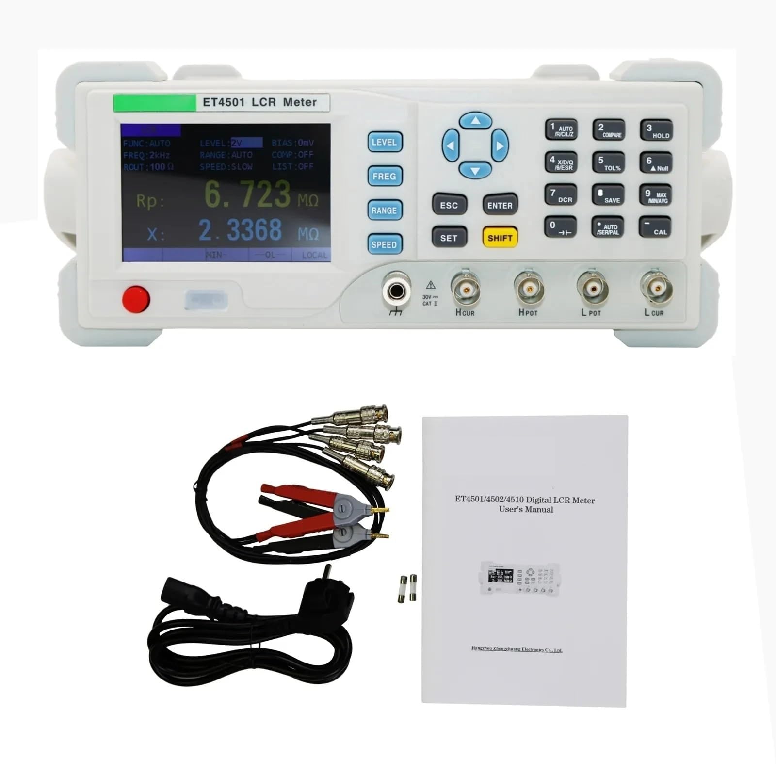 Medidor LCR, Probador digital de laboratorio precisión LCR escritorio ET4501, ET4502 y ET4510. Mide resistencia, capacitancia e inductancia(ET4501(10KHz))