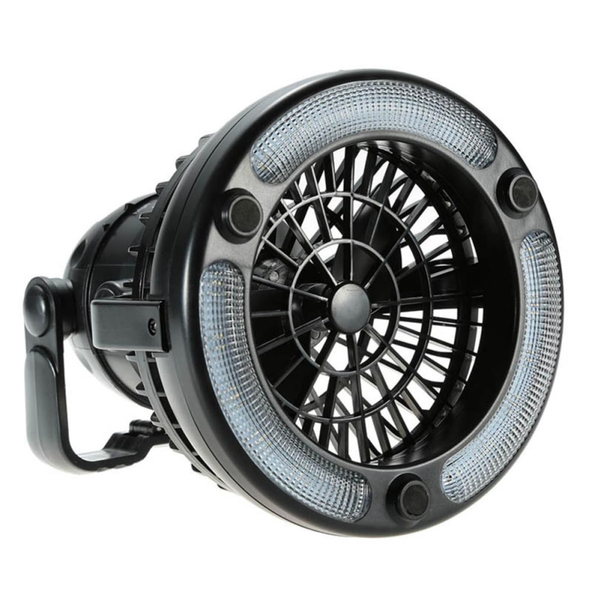Camping Lamp With Ceiling Fan LED 18pz in Abs Nero 2pezzi | Luce per Tenda da Campeggio, Ventilatore Campeggio da Appendere, Festa Estiva