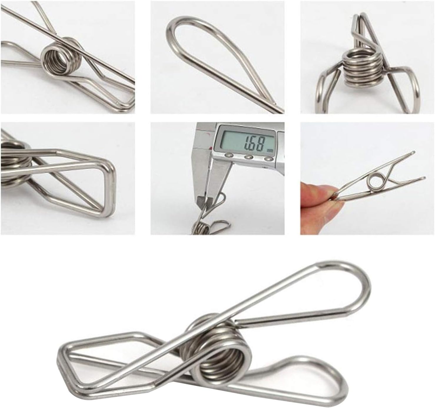 20 Pcs Multipurpose Windproof Clothespin Stainless Steel Marine Grade Durable