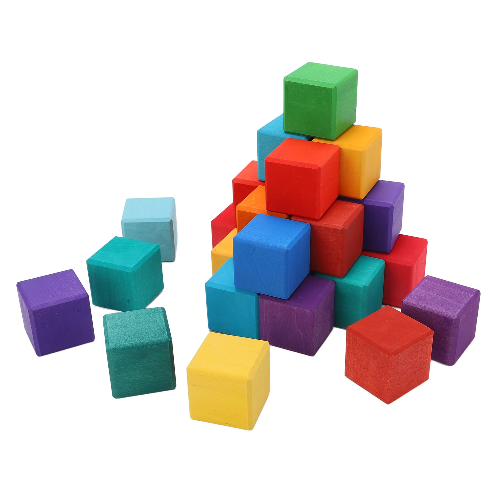Blocchi di Costruzione in Legno Colorati Impilabili Blocchi Cubici Durevoli con Struttura Dura per Bambini Materiale Educativo per il Gioco Cubi Colorati Set di di Costruzione in Legno