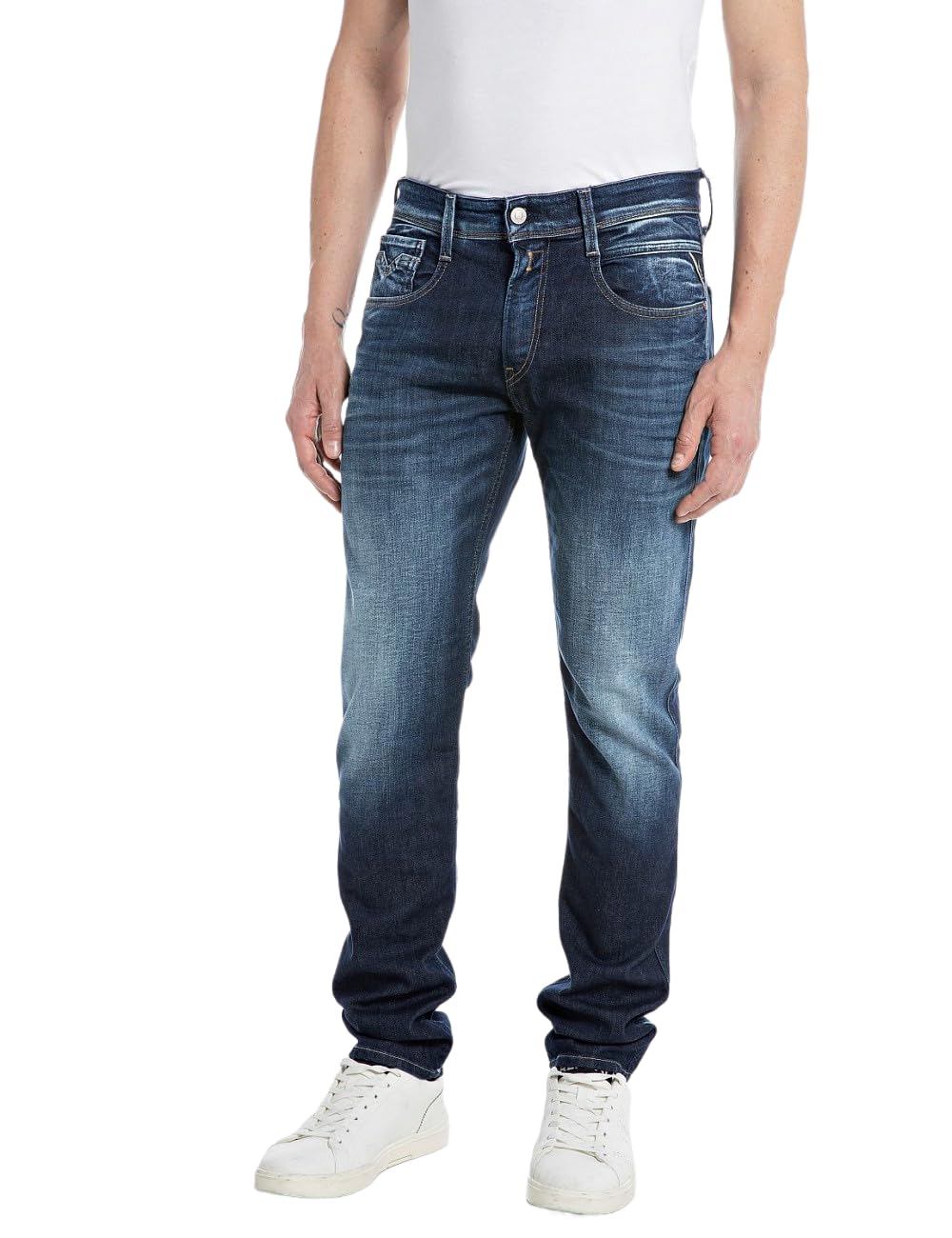 Replay Herren Jeans Anbass Slim-Fit Bio, Dark Blue 007-2 (Blau), 27W / 30L