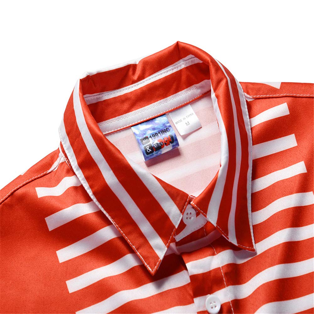 BaronHong Męskie śpioszki swobodne Star Stripes 3D grafika jednoczęściowe Button Down krótki rękaw kombinezon