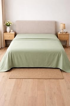 Cottonest%100 Pamuk Düz Çarşaf 240x260 cm Çift Kişilik Büyük Boy Çarşaf – Yumuşak, Nefes Alabilen, Dayanıklı Tek Parça Üst Çarşaf (ÇAĞLA YEŞİLİ)