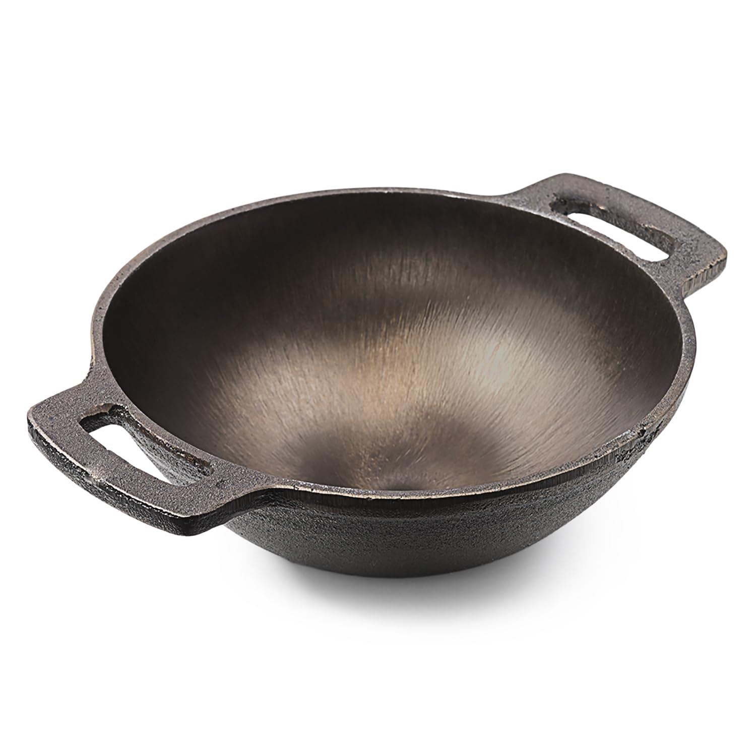 Wakefit Cast Iron Kadai with Handles | Pre-Seasoned Kadhai | Karahi for Deep Frying | 100% Natural and Toxin Free| No Chemical Coating | Gala | 12 Inch, 3.5 L