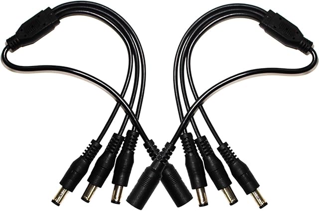 2-Pack 1 to 3 Way DC Power Splitter Cable, Plug 5.5mm x 2.1mm
