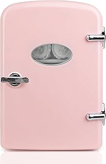 Simple Deluxe 4L/6 Can Mini Fridge with Observation Window, Portable Cooler & Warmer Freon-Free Small Refrigerator, Compact Fridge for Skincare, Beverage, Food, Cosmetics, Pink