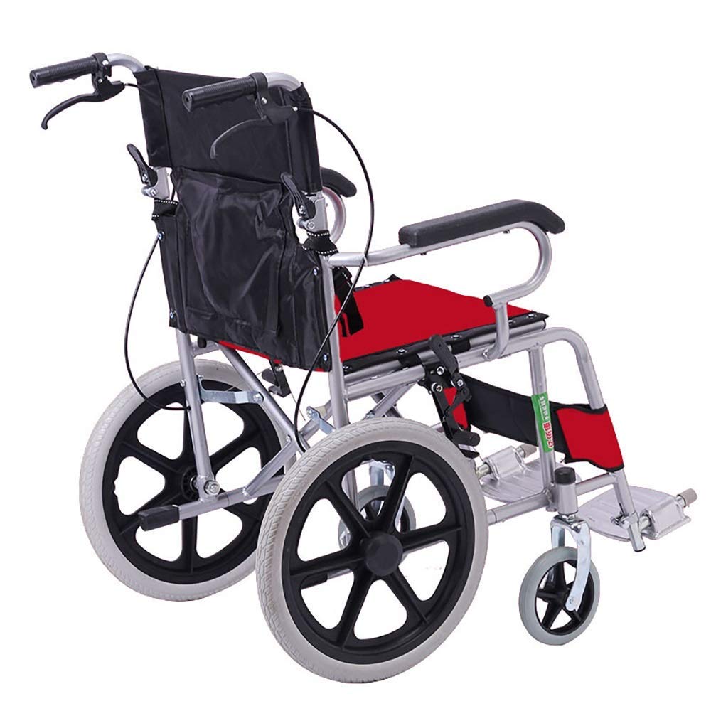 Silla de Ruedas Autopropulsable,Silla de Ruedas Silla de Viaje Portátil Discapacitados Ancianos Silla de Ruedas Manual Ligera/Red