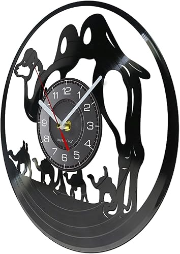 Miniatura 2 de Reloj de pared de 12 pulgadas, reloj de pared de Camelcade, animales del desierto, camellos, reloj de disco de vinilo, animales africanos, camellos,