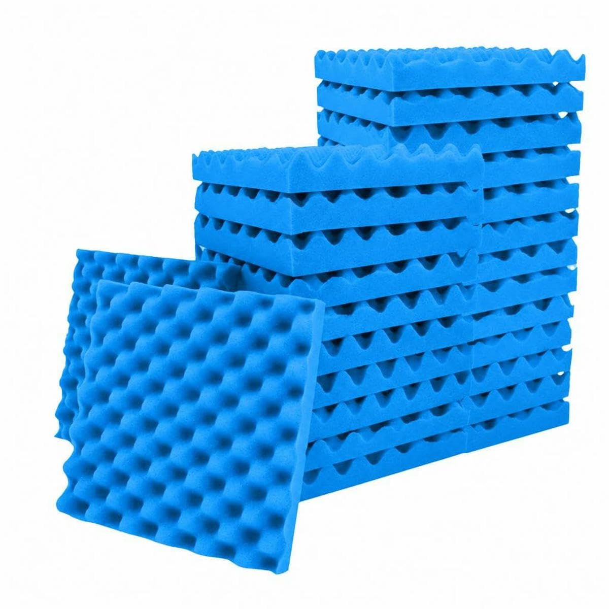 Acoustic Foam Fireproof Soundproofing Sponge 6/12/24/48 Pcs Egg Crate Soundproof Foam Studio Home Sound-Absorbing-Blue-Medium Density-12 Pcs with Tapes-7.5cm Thick