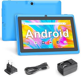 Haehne 7 Inch Tablet PC, Android 5.0 Quad Core A33, 1GB RAM 8GB ROM, Dual Cameras, Capacitive Touch Screen, Bluetooth, WiFi,Azure