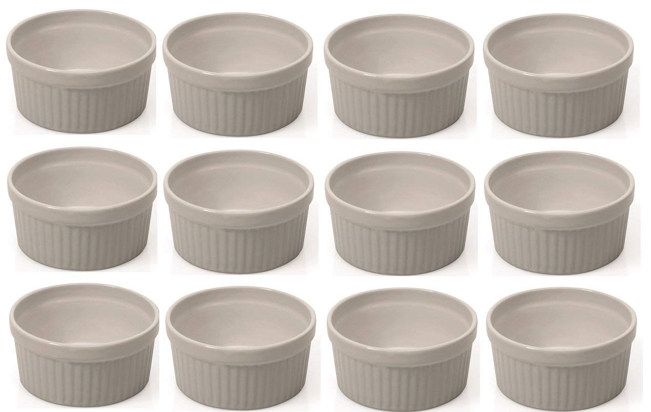 12 Stück Soufflé Souffle Förmchen Pastetenform Näpfchen - 9 cm Ø - Porzellan