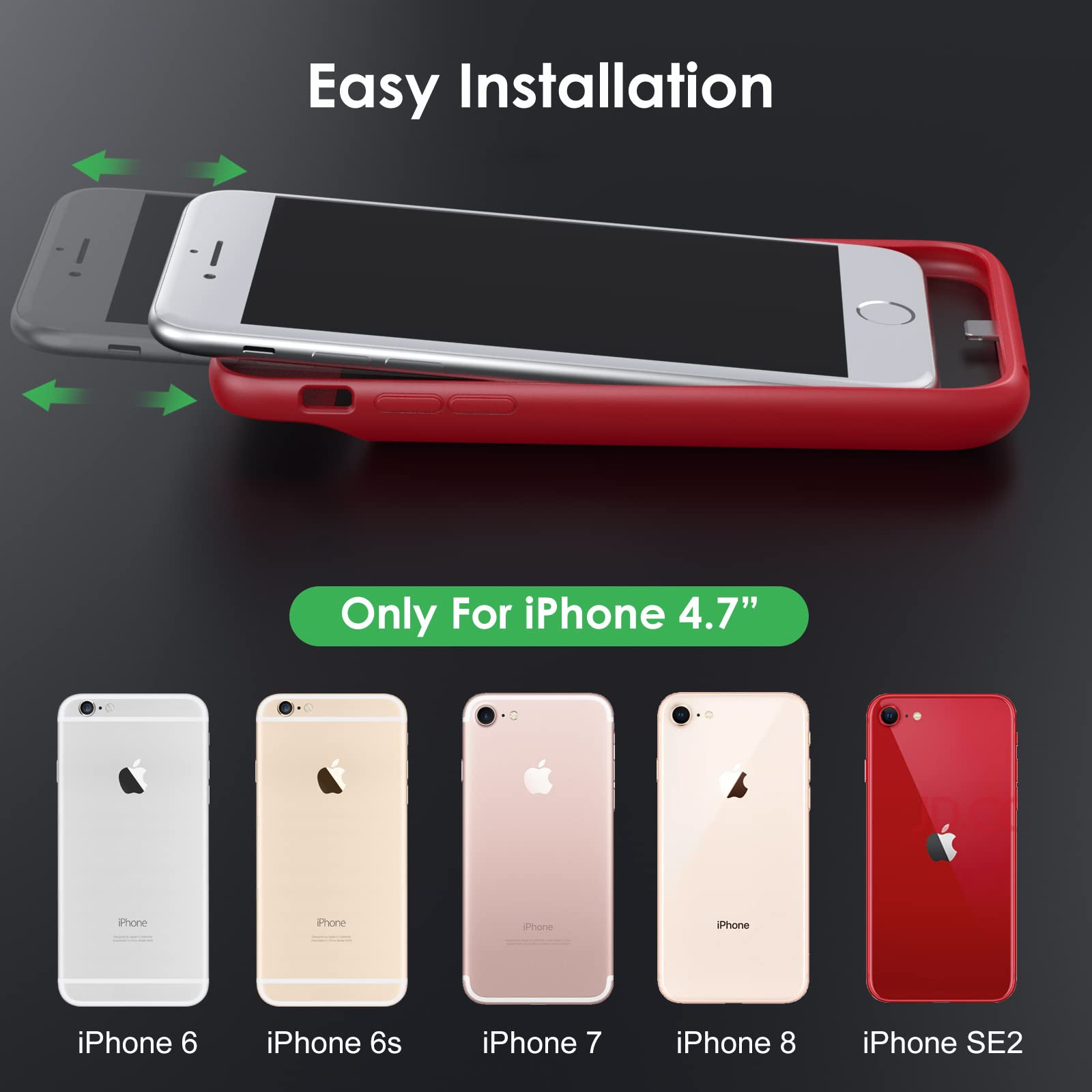 Battery Case for iPhone 6/6s/7/8/SE(2022/2020)(6.1 Inch), [2024 Upgraded] Ultra-Slim 7000mAh Portable Extended Charging Case Cover for iPhone 8, iPhone 7, iPhone 6/6s, iPhone SE Charger Case (Red)