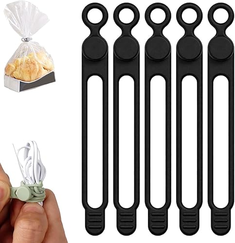 Miniatura 10 de Organización y gestión de cables de silicona, bridas de cable reutilizables, soporte para cables, cargador, organizador de alambre para agrupar y