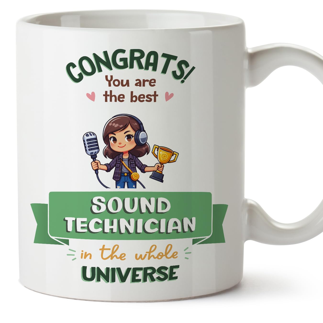 MUGFFINS Sound Technician Woman Mug - in English - Best in Universe Trophy - Funny Gift for Colleagues - Ceramic 11oz Mug — image 1