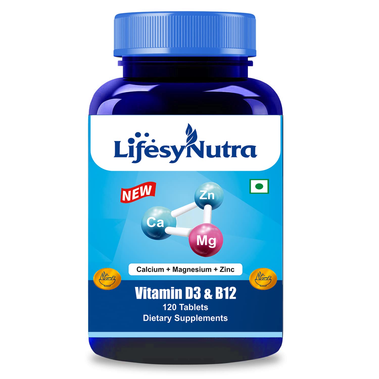 LifesyNutra Calcium Magnesium & Zinc With Vitamin D3 & B12 Supplement For Men & Women | For Immunity, Bone & Joint Support | Strong Bones & Improves Bone Helth | Vegetarian Tablets (120 Tablets) (B08T8BYJFL) Amazon Price History, Amazon Price Tracker