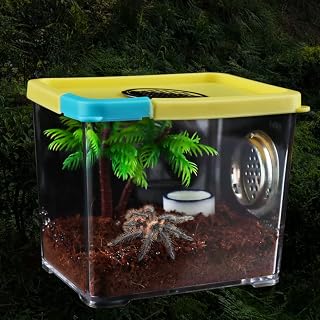 Spider Breeding Box Tarantula Transparent Feeding Box Hatching Container Insect Habitat Cage(4.1" x 3.5" x 3.1")