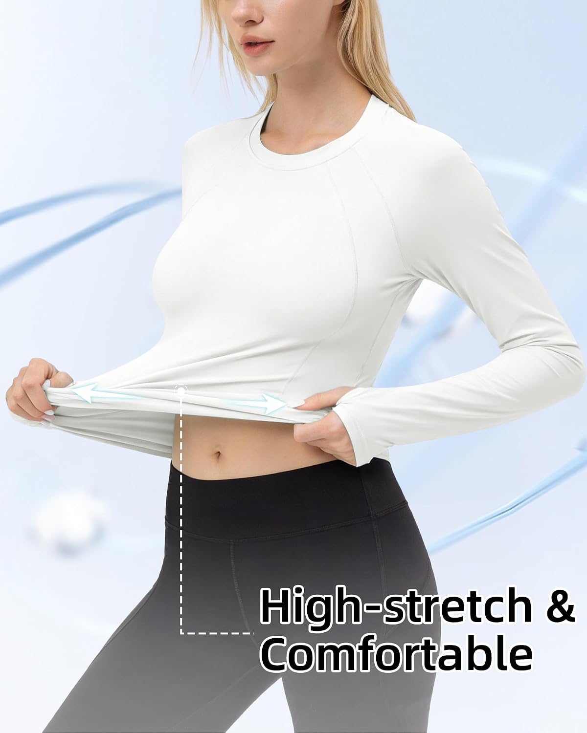 SPVISE Women's Seamless Workout Tops Sun Protection UPF 50+ Long Sleeve Compression Shirts Cool Dry Hiking Top with Thumbhole