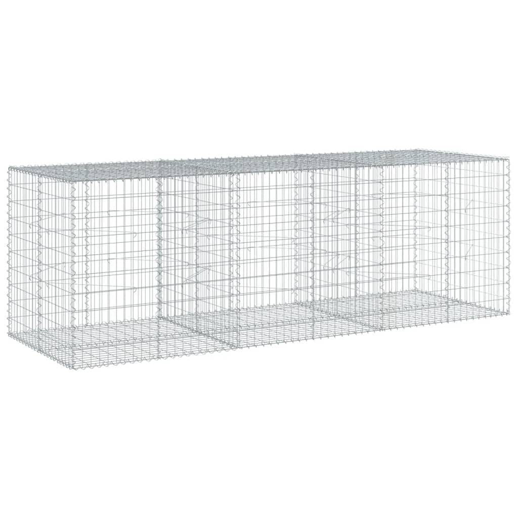 Vidaxl Silver Gabion Basket With Cover, Gabion Retaining Walls For Patio Garden Yard, Outdoor Mesh Cages For Rock Gravel, Galvanised Iron