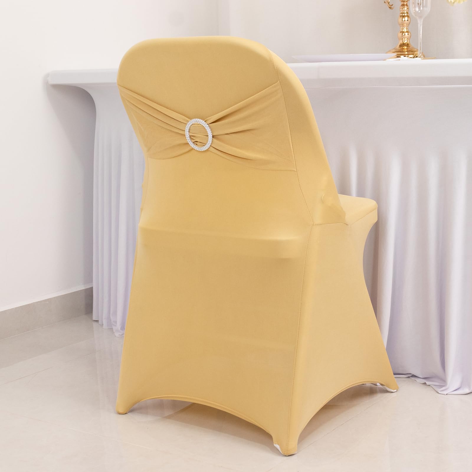Fundas para sillas plegables de licra metalizada con faja de diamantes premium pack 10