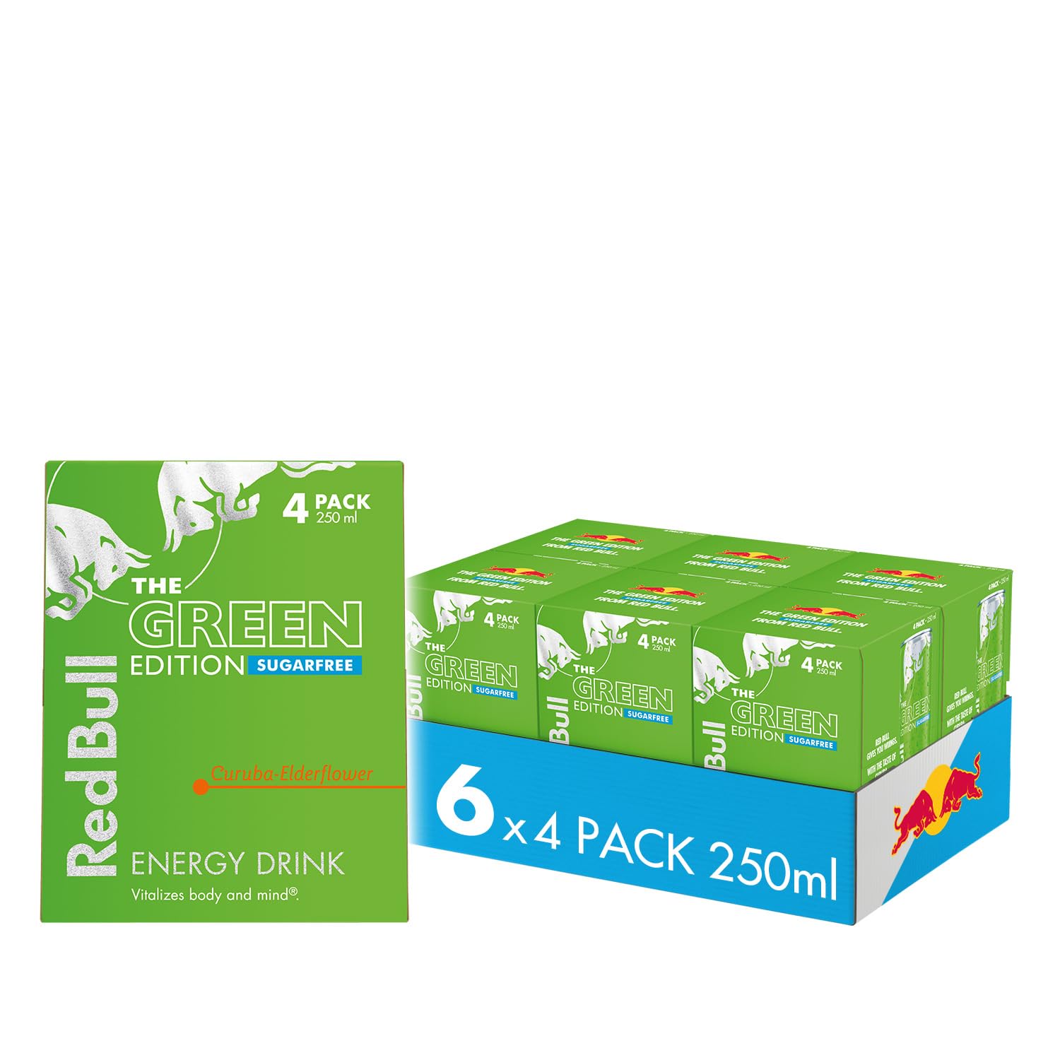 Red BullEnergy Drink Sugar Free Green Edition Curuba & Elderflower 250ml, 24 Pack