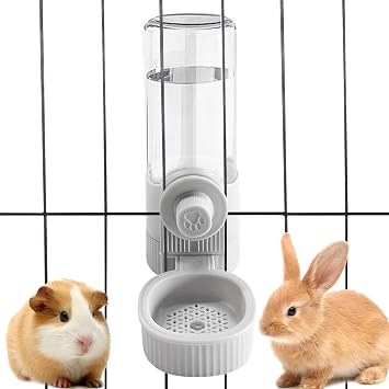 18OZ Rabbit Water Bottle, Pet Water Bottle for Cage Crate,Hanging Automatic Water Dispenser for Cage,Ferret Bunny Guinea Pig Water Bowl,Suitable for Small Animal Grey, 18OZ