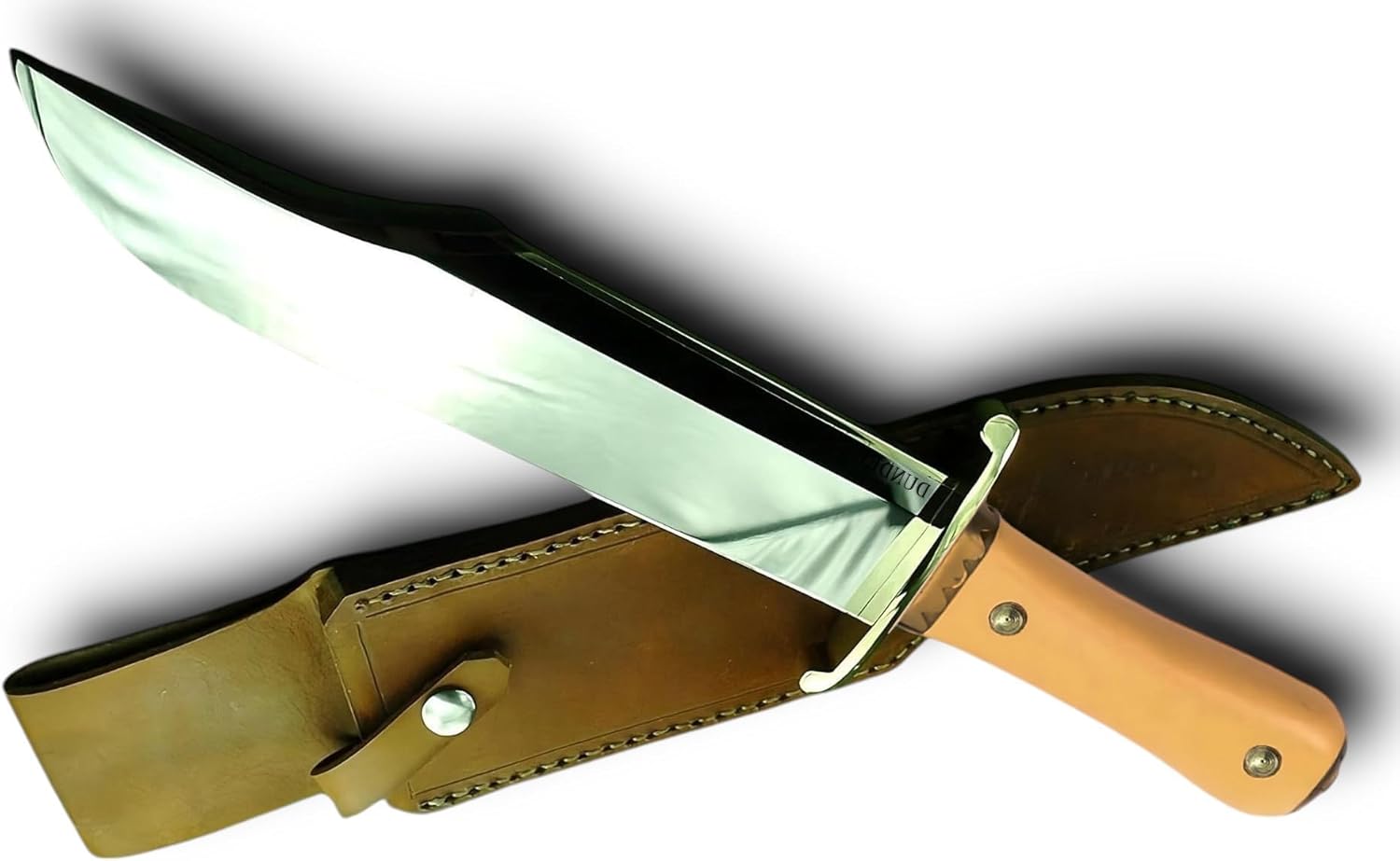The Iron Mistres bowie knife Custom handmade D2 Stainless Steel Bowie Knife with Camel Bone Handle, With Cow Leather Sheath, 17’’ TIMB-DCN