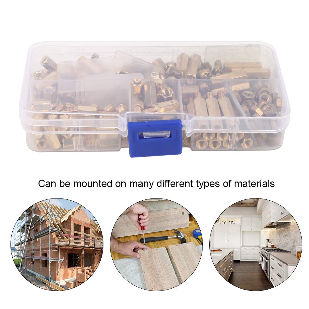 180pcs M4 Brass Standoff Spacer Set, Male Female Hex Pillar Screws with Nuts, Spacer for Electronics PCB Mounting, Durable Brass Hardware Kit with Storage Box