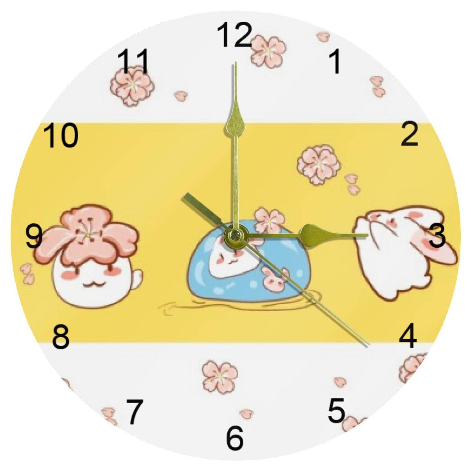 Horloge murale facile à lire pour chambre d'enfant sans tic-tac