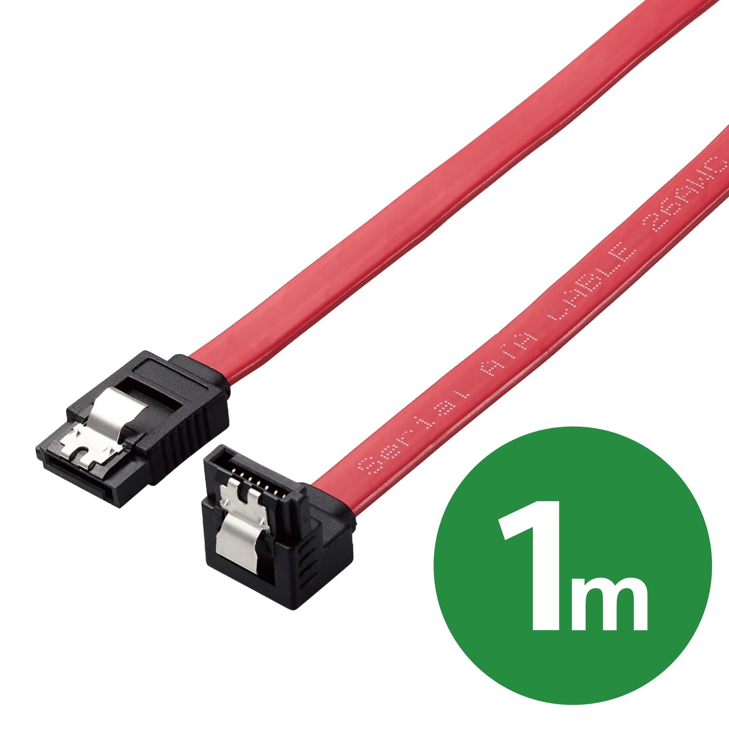 Elecom SATA Cable (Straight to Top L) 1m 6Gbps Flat Cable for Wiring in Narrow Gaps Ideal for Long Lasting Internal Systems and Equipment EU RoHS Compliant, Red ST6-10UL/ID