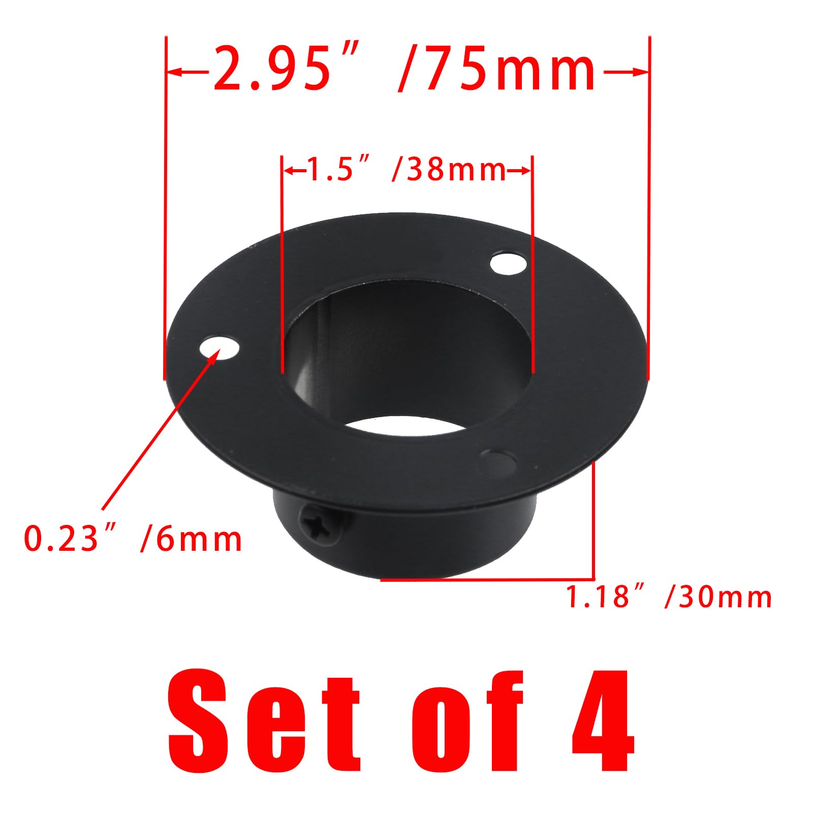 Pastlla 4 Pcs Stainless Steel Closet Rod Holder, Rod Support Stand for Wardrobe Top Mounting Bracket, Shower Curtain Pipe Socket Bracket Support, Flange Rod Holder (1.5