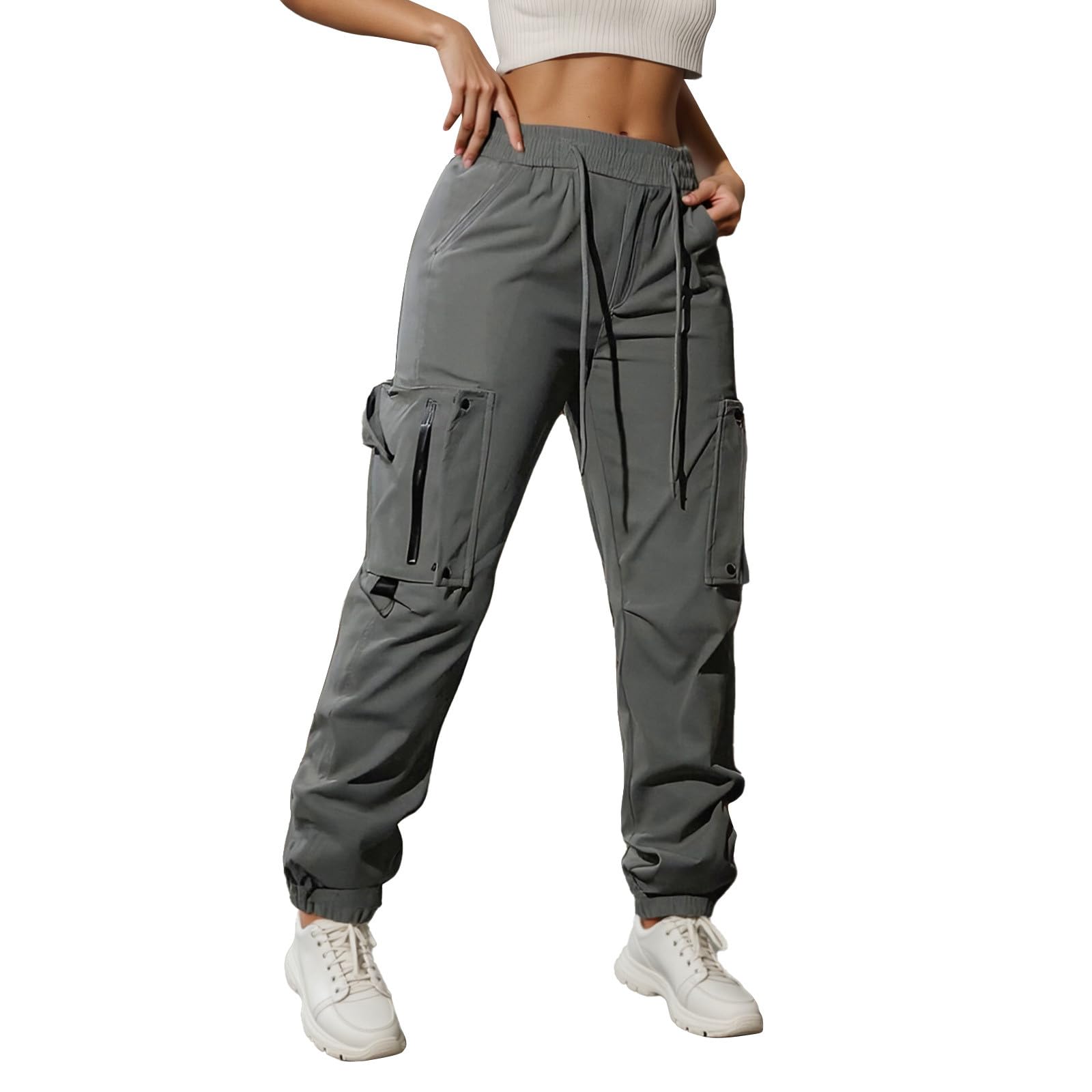 2025 Pantalones cargo de mujer de senderismo ligeros con bolsillos senderismo impermeables cinturón al aire libre deportivos correr para otoño e invierno, antisuciedad e impermeable, Workout