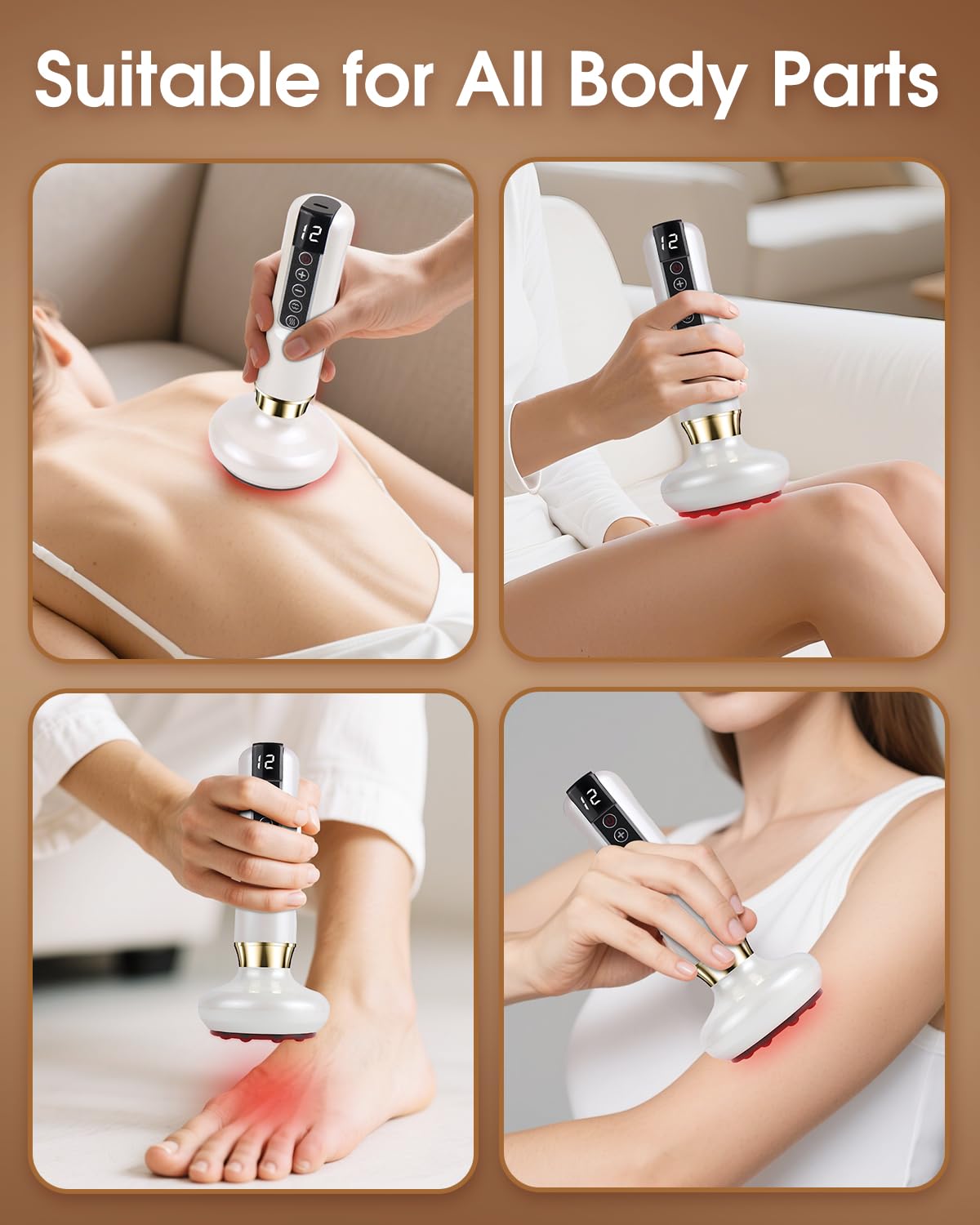 Masajeador Eléctrico Anticelulítico, 12 Niveles Succión Calor, Anticelulítico Reafirmante, Portátil con Carga USB C, Dispositivo de Ventosas Eléctricas para Cintura, Abdomen, Piernas y Brazos