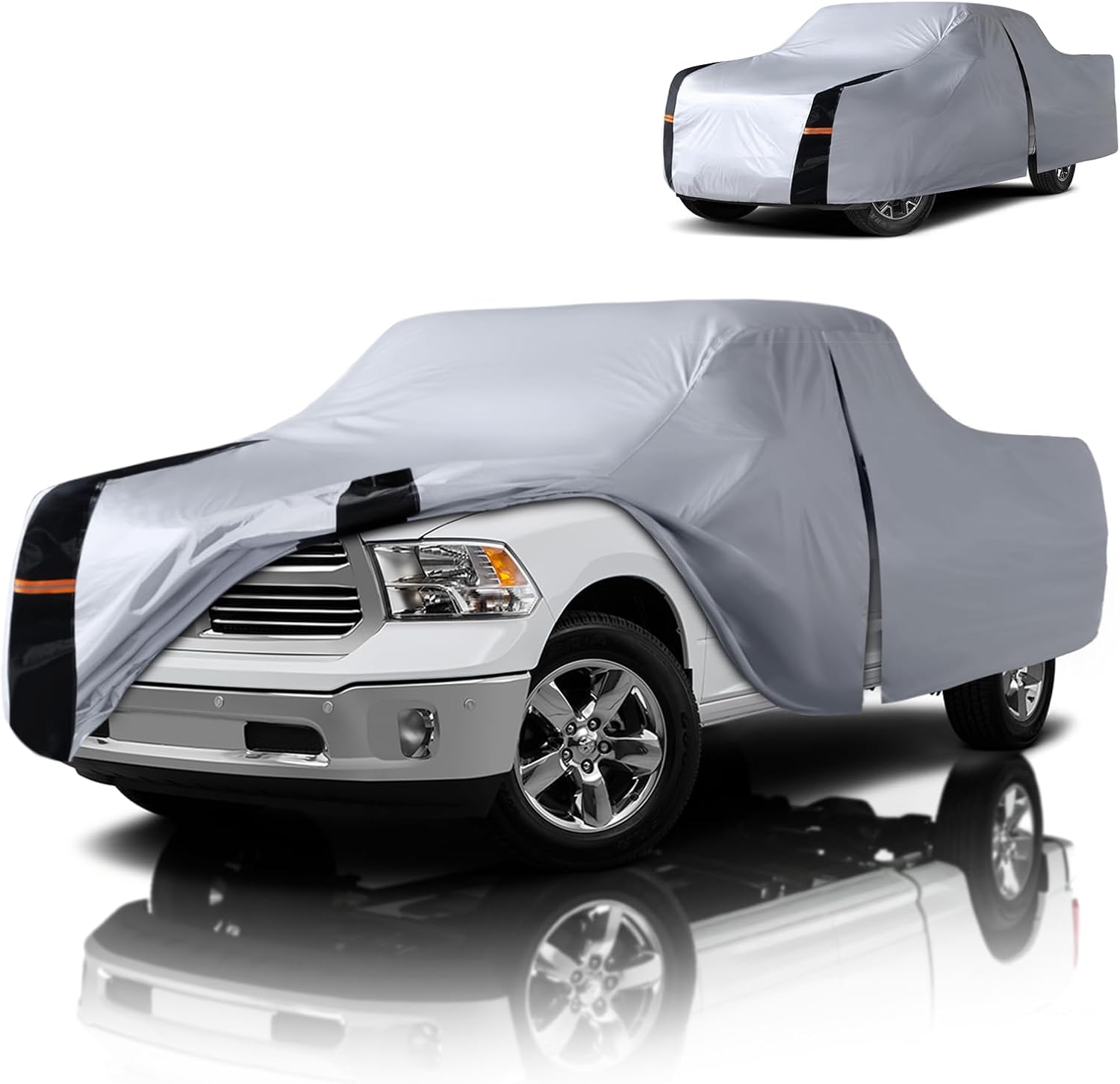 Multi-Layer Dodge Ram 1500 Truck Cover, Custom fit Dodge Ram 1500 2009-2026 Quad Cab SB(6.1') Car Cover Waterproof All Weather, Full Exterior Cover Rain Wind Dust and UV Protection with Door Zipper