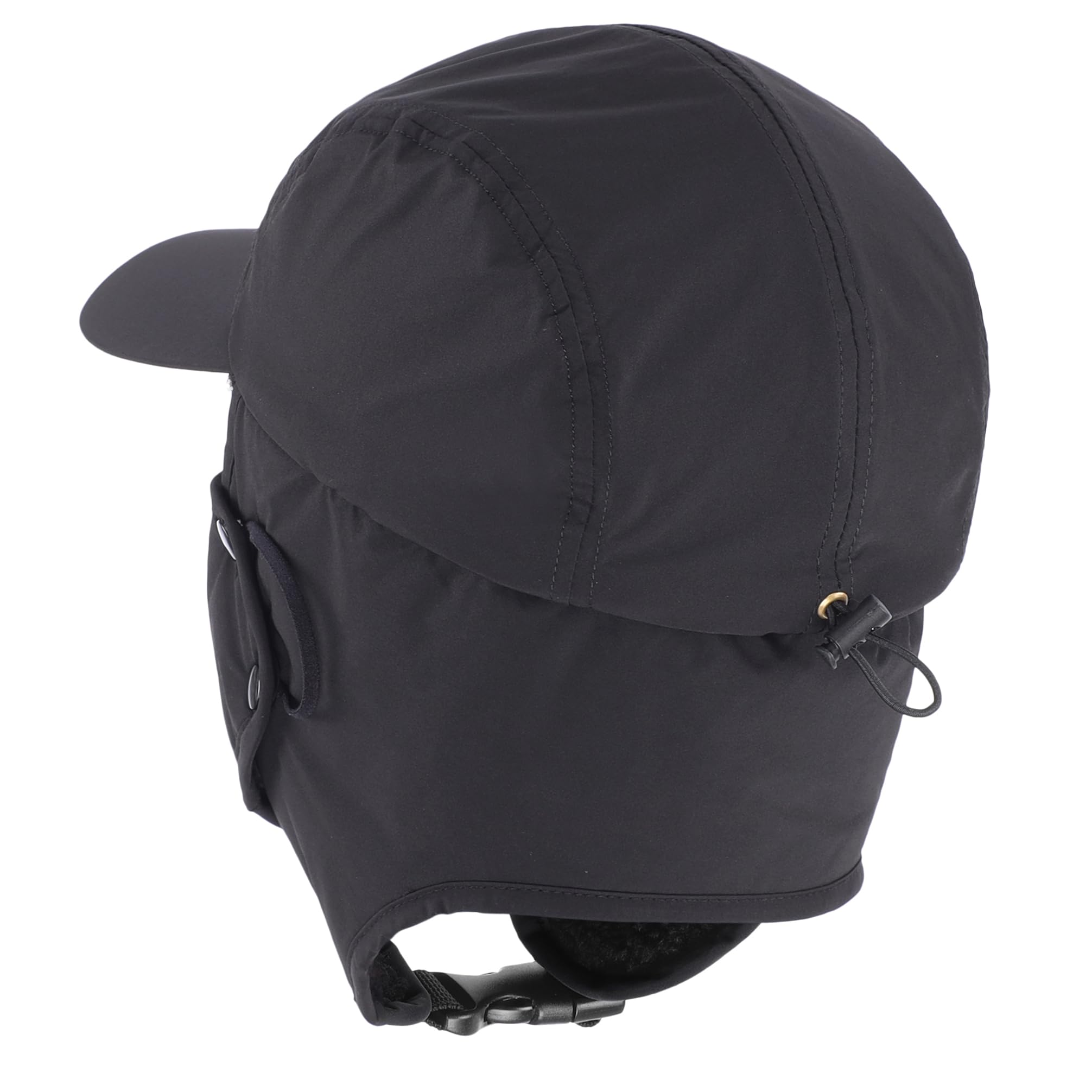 Home Prefer Impermeable para hombre invierno sombrero forro polar orejeras visera sombrero cubierta facial, Negro, talla única