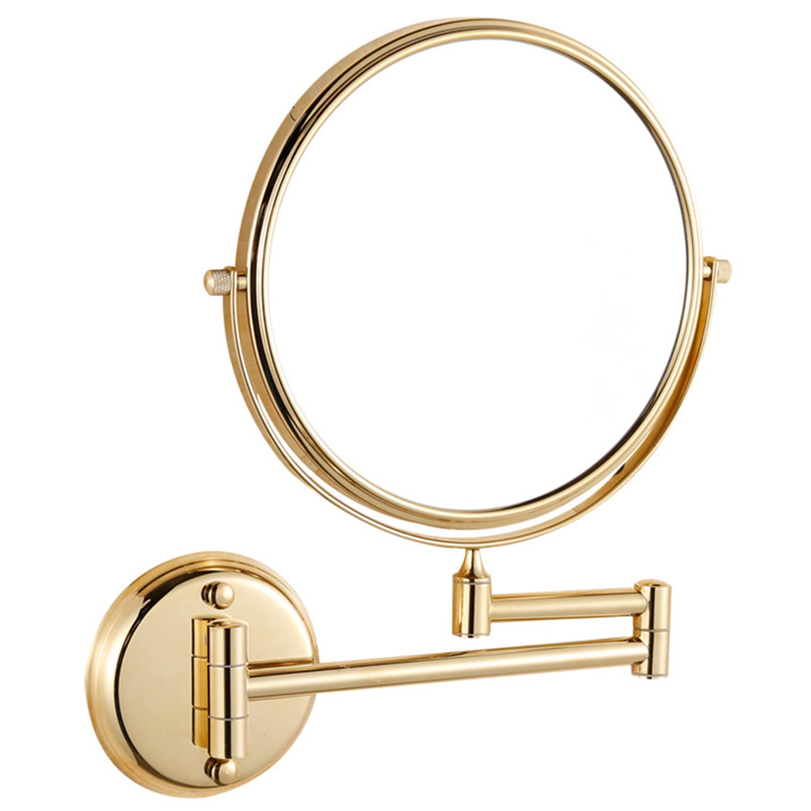 SXFSDOU Wall Mounted Makeup Mirror, 360 Swivel Double Sided Vanity Mirror with Magnification, Bathroom Extendable Arm Shaving Mirror,Gold,3X