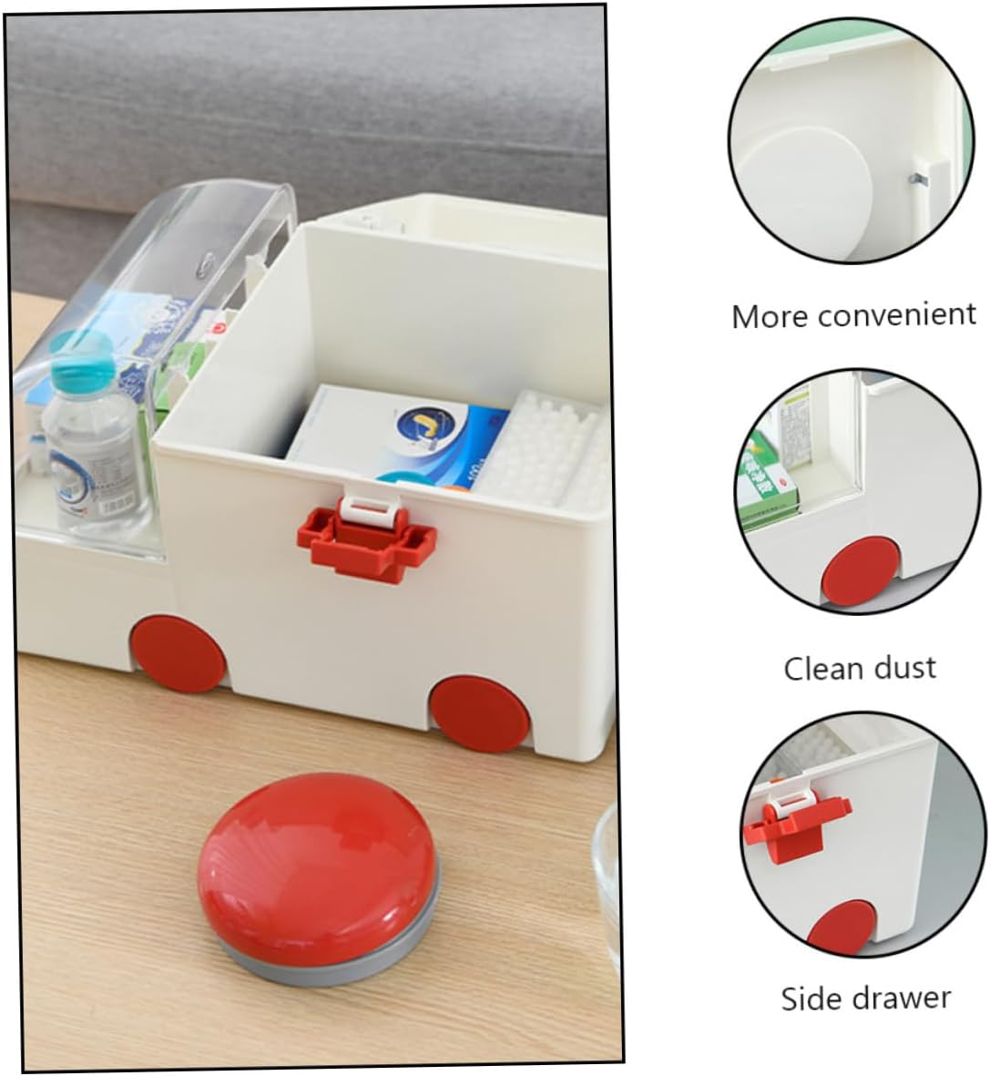 Large Capacity Plastic First Aid Storage Box Emergency Medicine Case for Home Use Portable Medical Organizer Lid for Family Medicine and Emergency Supplies
