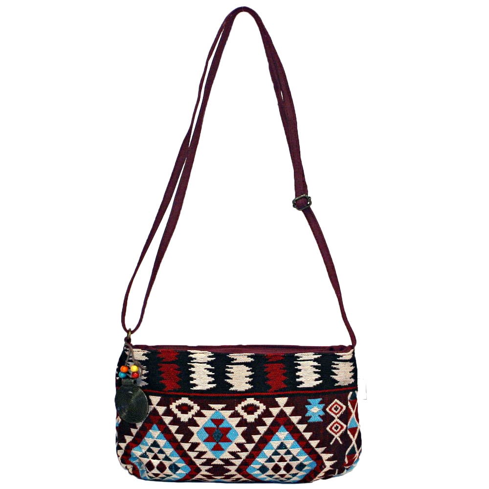 Hippie Chick Boho Crossbody Shoulder Bag Woven Tribal Aztec Patten