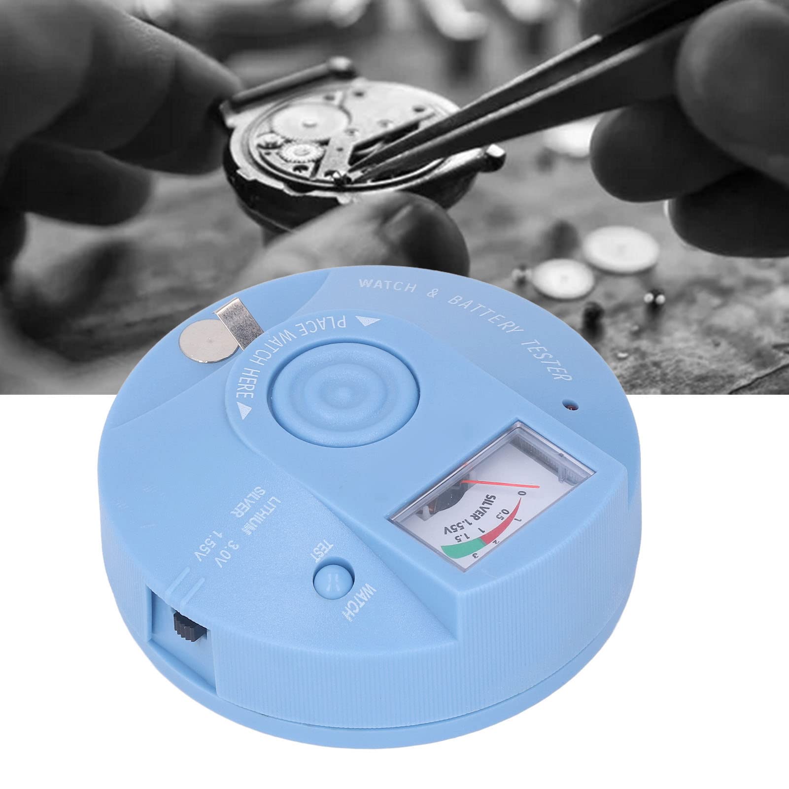 EMUKOEP Probador de Movimiento de Reloj, Herramienta de Reparación de Detección de Reloj Circular, Analizador de Energía de Batería de Botón