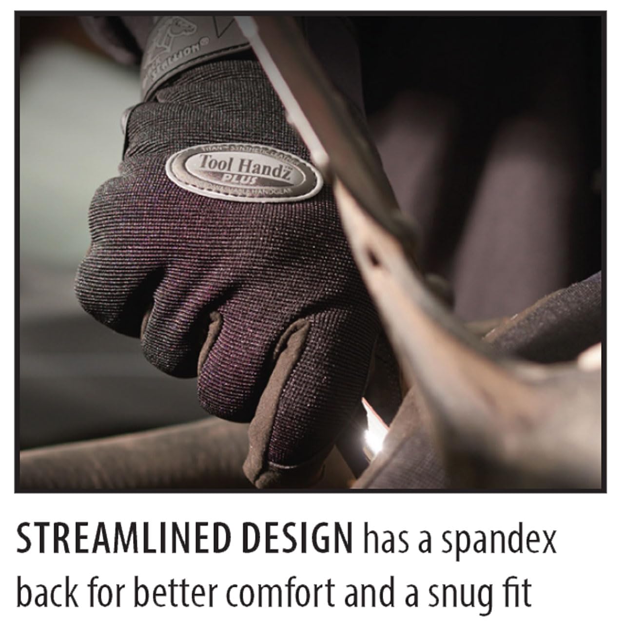 Black Stallion (99PLUS-BLK ToolHandz Plus Original Mechanics Glove, Premium Synthetic Leather Palm, Spandex Back, Reinforced Palm & Fingertips, 2X-Large, Black