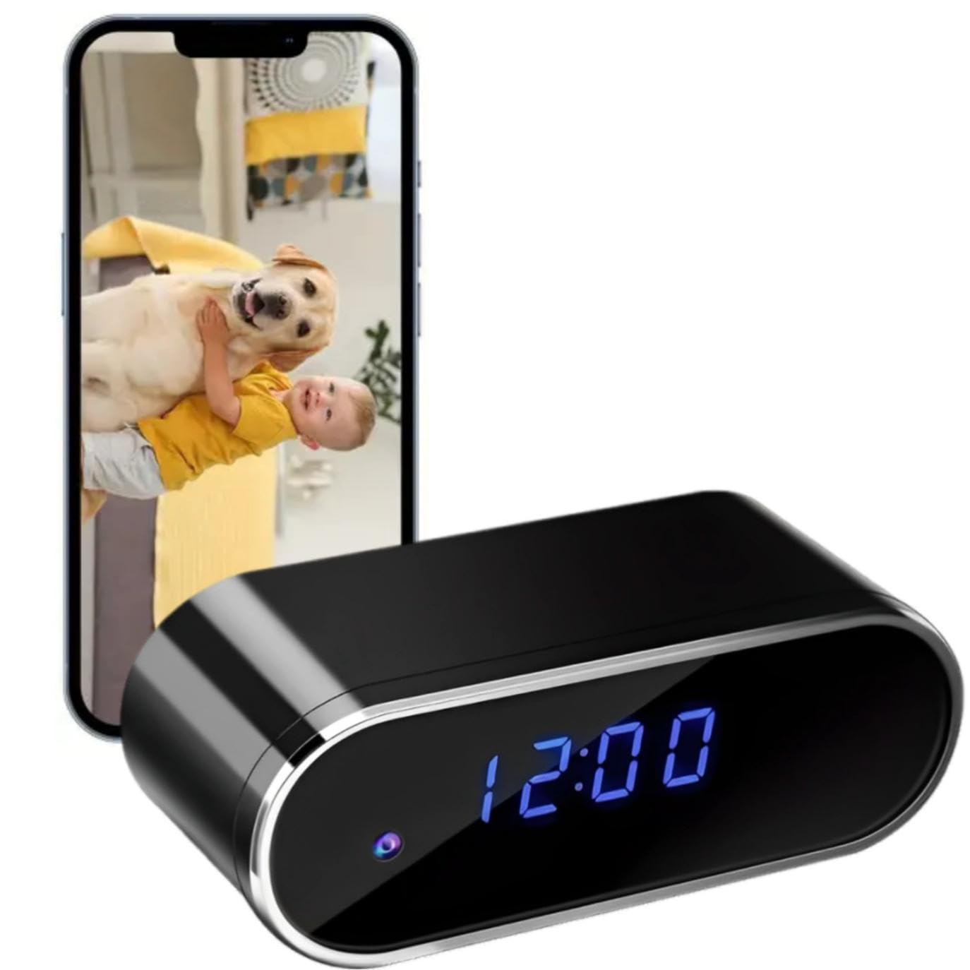 Hidden Camera Clock 1080P HD Wireless Camera Indoor Security Monitoring Head WiFi Nanny Camera with Motion Detection