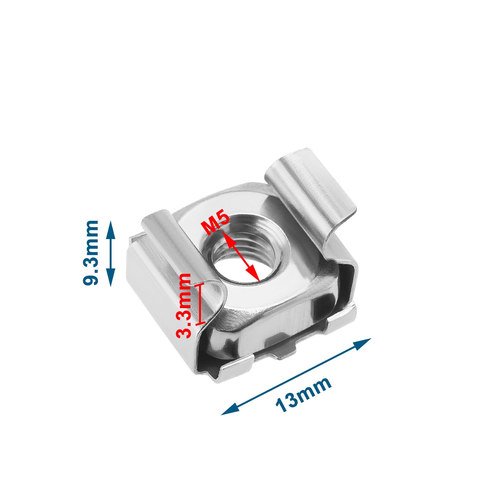 EMSea 20 dadi a gabbia M5 in acciaio inox 304 kit di montaggio per armadi di rete, armadi server, elettronica, involucri, rack argento