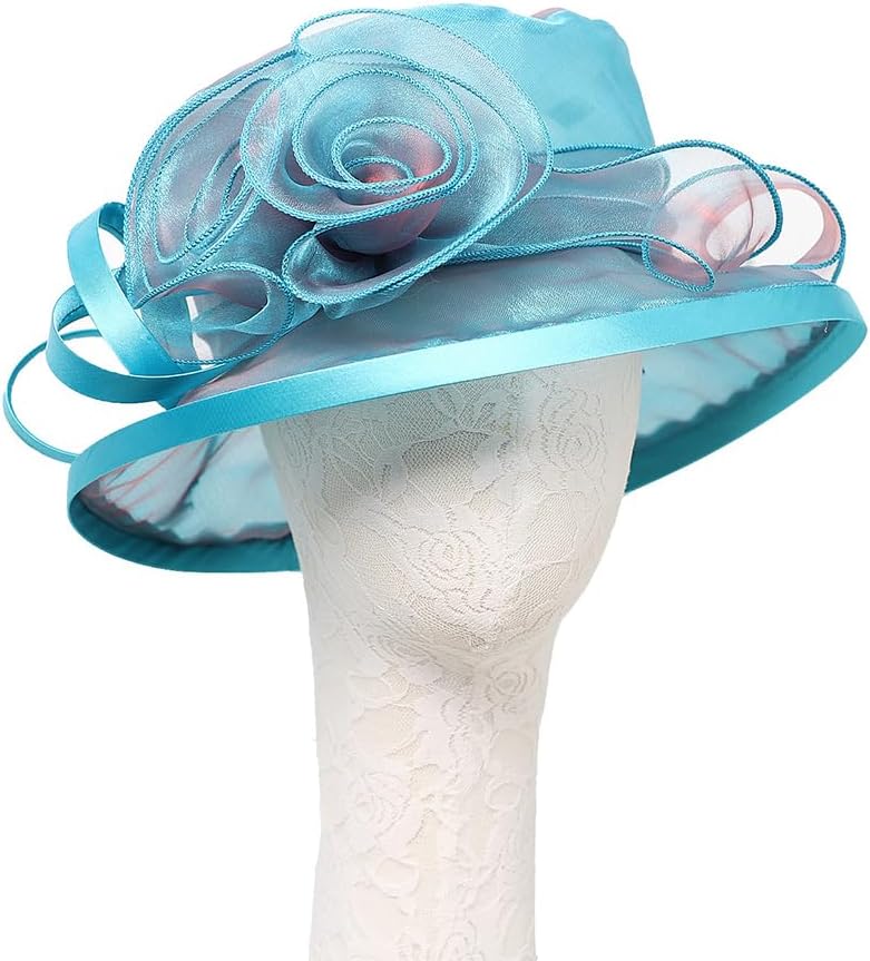Flat Top Sun Visor Hats for Women Floral Bride Wedding Fascinator Hat Bucket Hat Cocktail Party Derby Cap - Image 4