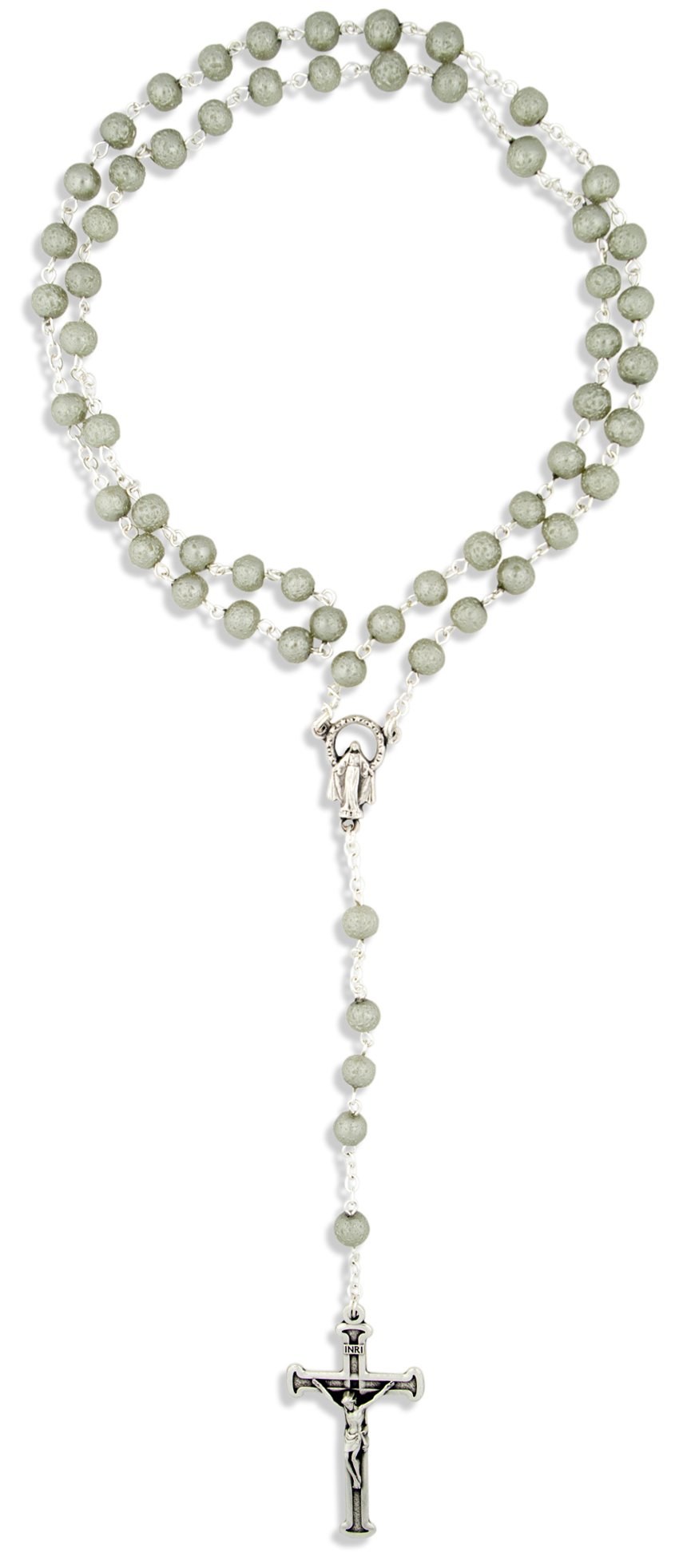 Vatican ImportsGlass Bead Catholic Rosary (Grey)
