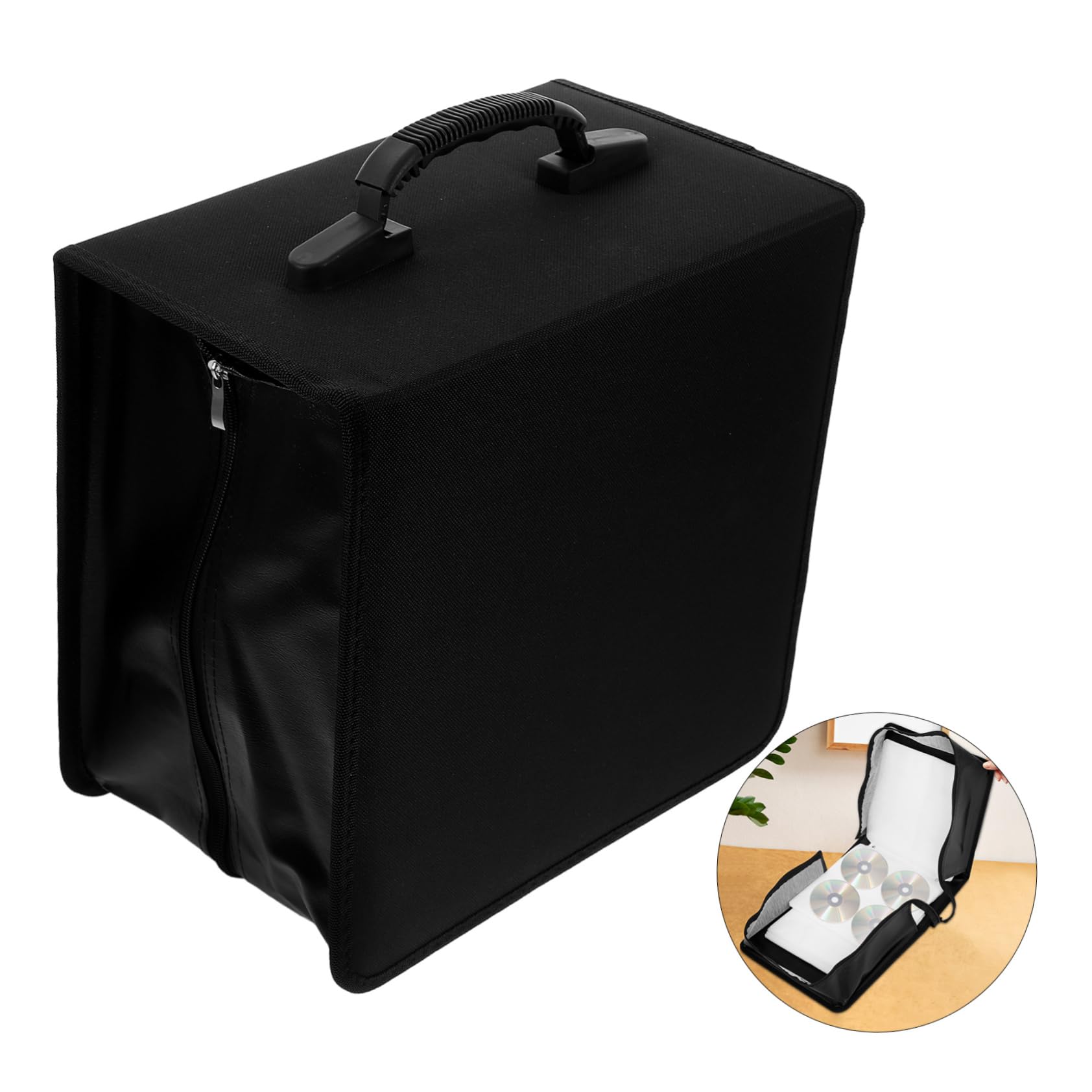 Mikikit Scatola Porta Dvd in Pu con Maniglia per Uso in Auto Contenitore per CD Custodia Rigida Porta Dvd Organizer per CD per Auto Protezione da Graffi e Danni capacità Fino Dischi