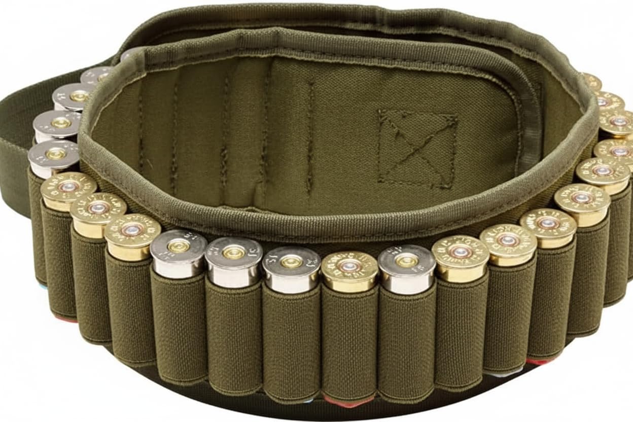 Cinturón para Cartuchos de 30 Balas, Bandolera para Cartuchos de Escopeta, cinturón de Hombro Ajustable para Escopeta, Bolsa portamuniciones con Hebilla de liberación rápida para Calibre 20