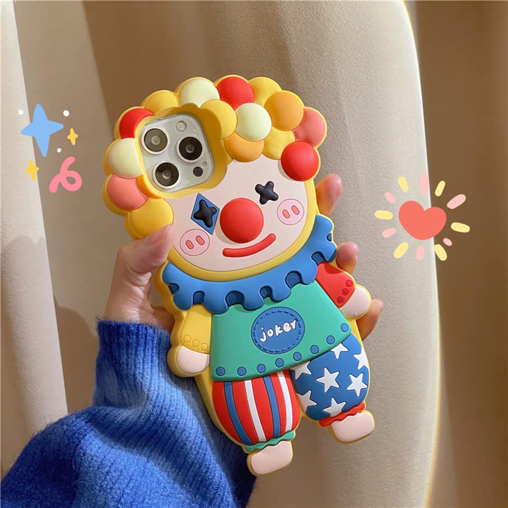 JIATAY Ugly Phone Cases for iPhone 15 Case, 3D Clown Cute Kawaii Soft Silicone Bumper Protective Cartoon Funny Phone Case Compatible with iPhone 15 (Clown)